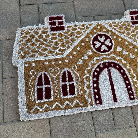 Palm Fire gingerbread house Christmas door mat - Picture 5 of 5
